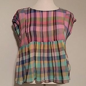 Holding Horses mixed plaid XS top